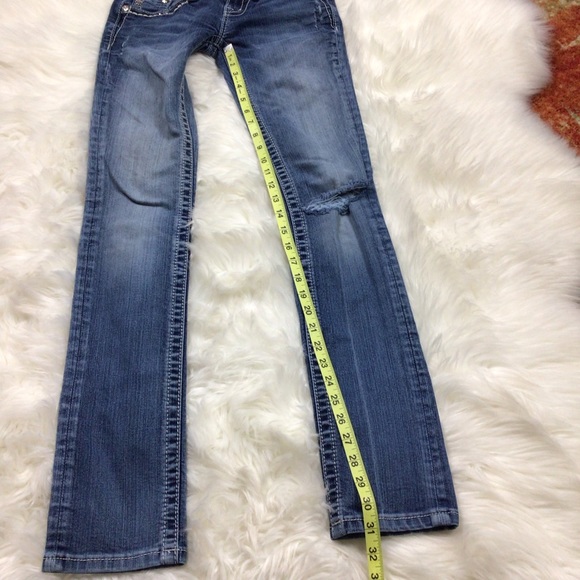 MISS ME Bling Jeans Signature Straight Denim Distressed Stretch Med Wash 24x31 - Picture 4 of 11